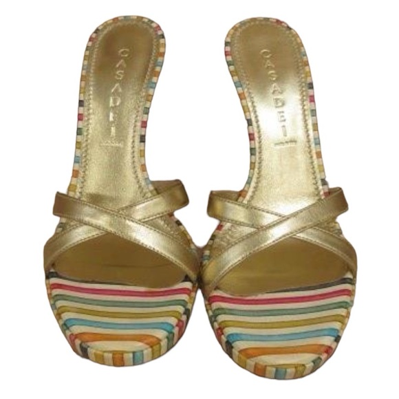 NEW Casadei Striped Mule Size 7.5 Box Included - Picture 2 of 12